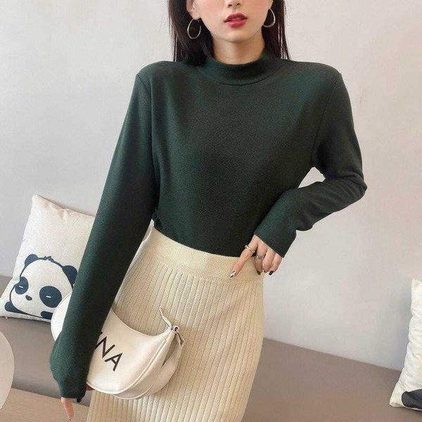 

dralon bottoming shirt womens autumn and winter double sided velvet half, White