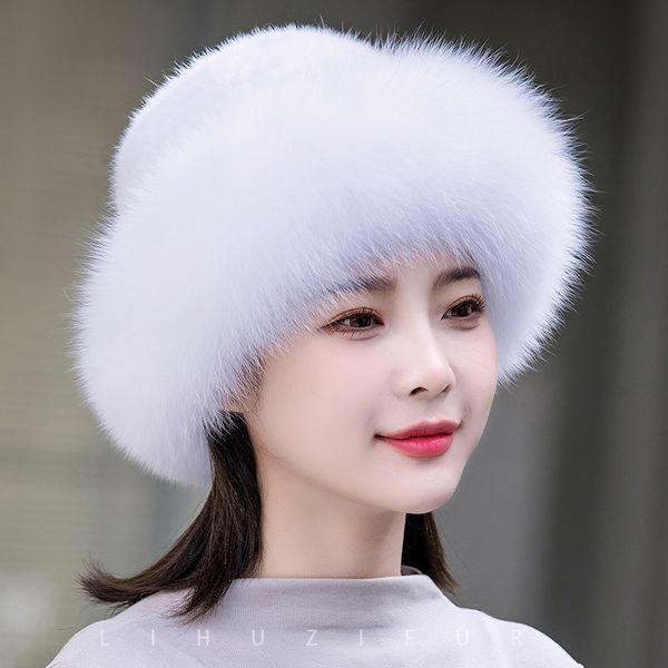 

Mink fur hat for women winter mink fur autumn and winter Korean version real fur versatile fox fur fisherman hat to keep warm and protect ears, Brown