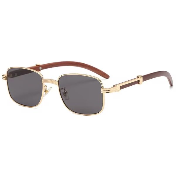 

2023 wood grain metal frame sunglasses fashion square sunglasses european and american street hip hop glasses luxury men's and women&#0, White;black