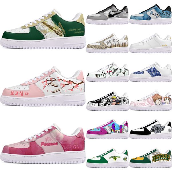 

DIY shoes winter Glossy fashion autumn mens Leisure shoes one for men women platform casual sneakers Classic cartoon graffiti trainers sports L210503-124