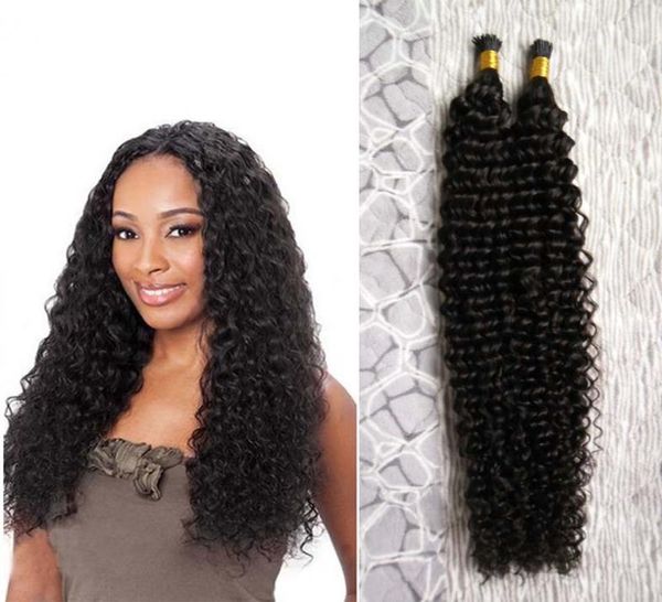 

natural curly wave pred bond keratin human hair extension 100g 1gstrand curly pre bonded on capsule i tip hair extension keratine5178510, Black