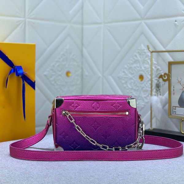 

designer women's bag shoulder bag crossbody bag gradual color mini box bag very fashionable net celebrity burst handbag women's pu