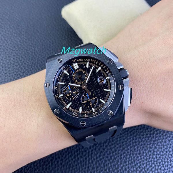 

apf 26400 watch timing function cal.3126 movement 42mm ceramic ring mouth natural rubber belt sapphire crystal glass luminous display waterp, Slivery;brown