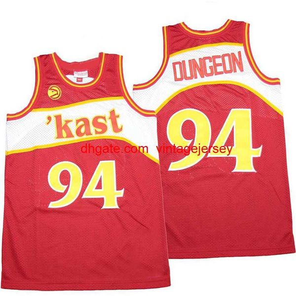 

moive outkast x br remix basketball 94 dungeon jersey men vintage breathable pure cotton pullover team color red retro sports uniform good q, Black