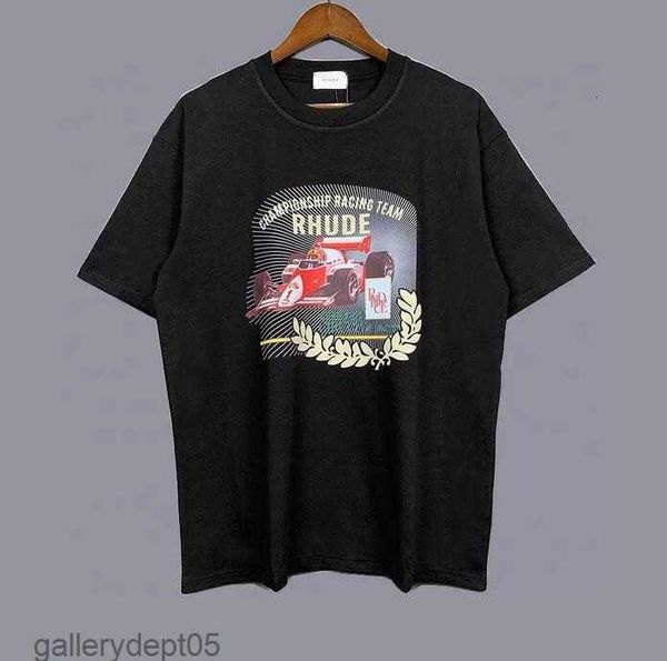 

america tide brand rhude printed t shirt men women washed do old round neck treetwear t-shirts spring summer high street style quality rhude, White;black