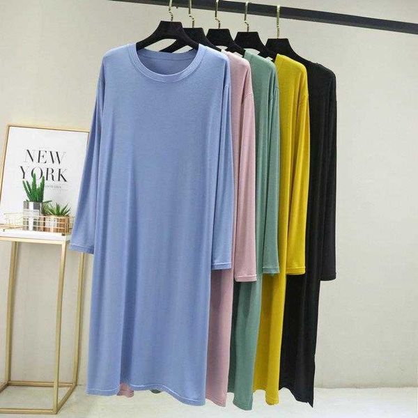 

modal womens nightdress spring and autumn pajamas plump girls loose large size
