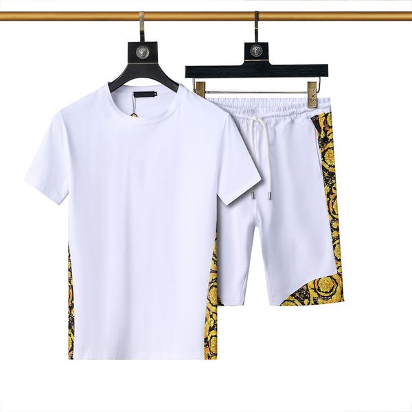 

mens designers tracksuit letters embroidery summer fashion sportswear short sleeves pullover jogger pants suits o-neck sportinguit suits, Gray