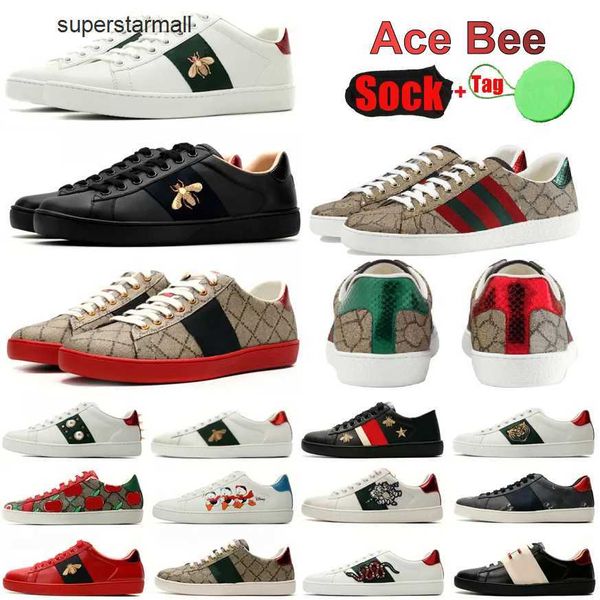 

luxurys designer shoe mens womens cartoons casual shoes bee italy ace genuine leather tiger snake embroidery white green red stripes classic, Black
