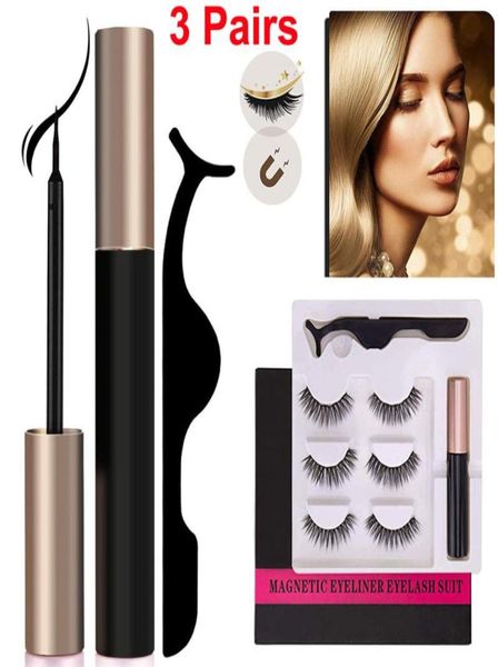 

magnetic false eyelashes magnetic liquid eyeliner kit with tweezer 3 pair natural reusable soft eyelashes waterproof magnetic eyel8129904