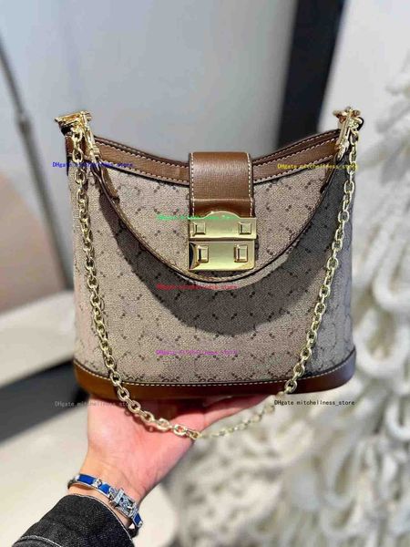 

2022ss double g up bucket bag embossed printing s-lock chain totes shoulder bag golden metal buckle womens drawstring with two straps