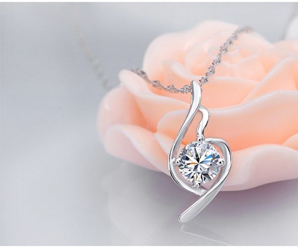 

factory price lucky angel style pendant necklace inlaid rhinestone austria crystal twinkle adjeustable length valentine's day american, Silver