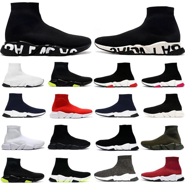 

designer speed sock shoes trainer men women running shoes knit mesh fashion triple black white green neon oreo red yellow graffiti trainers