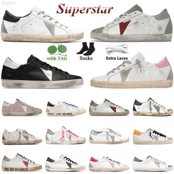 

doold 2023 star goldens dirty gooseitys fashion ball shoes casual sports sneakers shoes women men superstar white leather flat shoe quality, Black