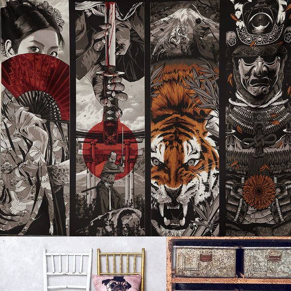 

Ukiyoshi Tiger Warrior Tattoo Tattoo Bar Japanese Headrest Decoration Hanging Cloth Curtain Wall Cloth Background Cloth Tapestrymandala art