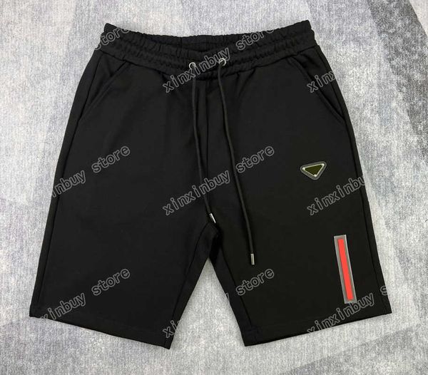 

mens women designer shorts pants metal triangle label spring summer men webbing pant casual letter trousers black white xinxinbuy xs, White;black