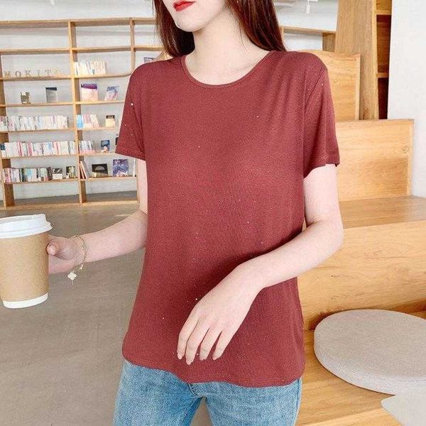 

cotton thread mask womens blouses starry sky crew neck t shirt temperament, White