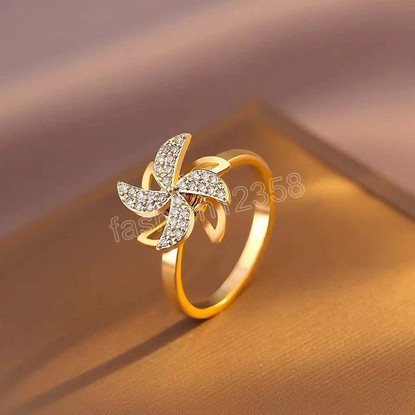 

exquisite fashion 360Â°rotating small windmill adjustable ring for women individuality jewelry birthday gift, Silver