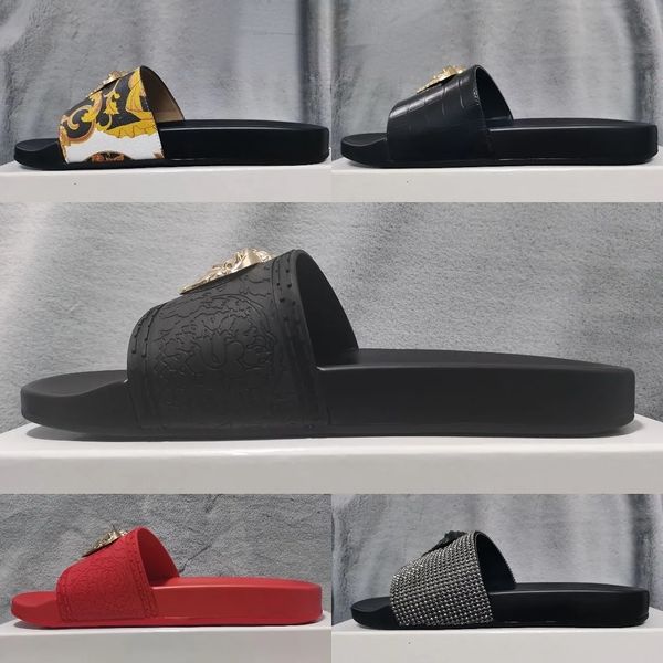 

2023 slide slippers designer shoes luxury slides summer fashion wide flat slipper men and women sandals slippers flip flops, Black