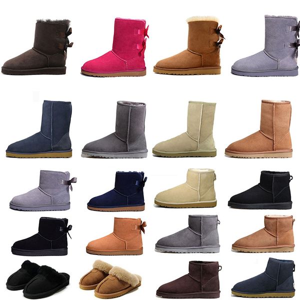 

women snow boots triple black chestnut purple pink navy grey fashion classic knee ankle short boot woman ladies keep warm booties shoes size