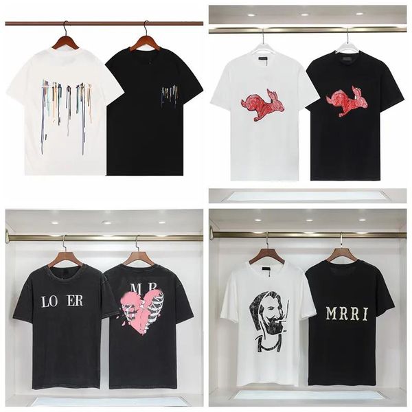 

designer of luxury t-shirt brand t shirt clothing spray letter short sleeve spring summer tide men and women tee new 2023, White;black