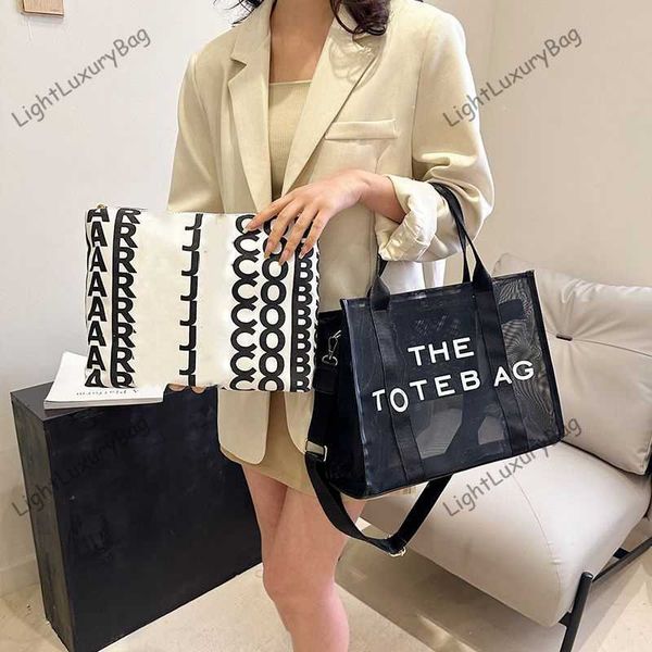

designer two in one macaron colours mesh tote for women young fashion candy coloured beach bag handbags luxury translucent classic bag230326
