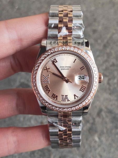 

womens watches 36mm diamond bezel automatic mechanical wristwatches silver gold stainless steel strap fashion dress party gifts ladies watch, Slivery;golden
