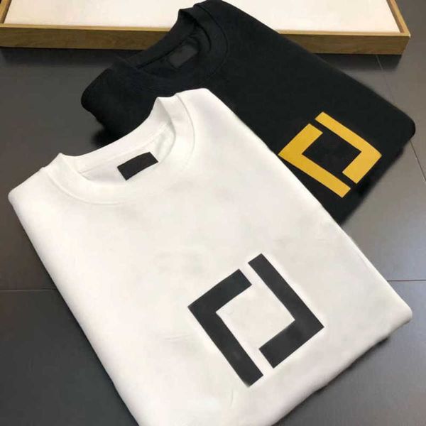 

letter printing hoodies fendis designers round neck pullover sweater men women loose sweatshirts cotton long sleeve t shirt, Black