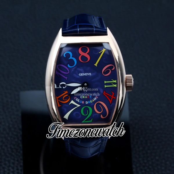 

new crazy hours mens automatic watch 8880 ch codr acbl color dream blue texture dial rose gold case blue leather strap 40mm gents watches tw, Slivery;brown