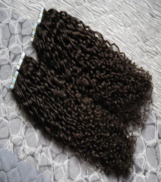 

whole 8a tape hair kinky curly 200g tape hair skin weft tape in on skin weft human hair extension 80 pcs 16quot 18quo5664657, Black