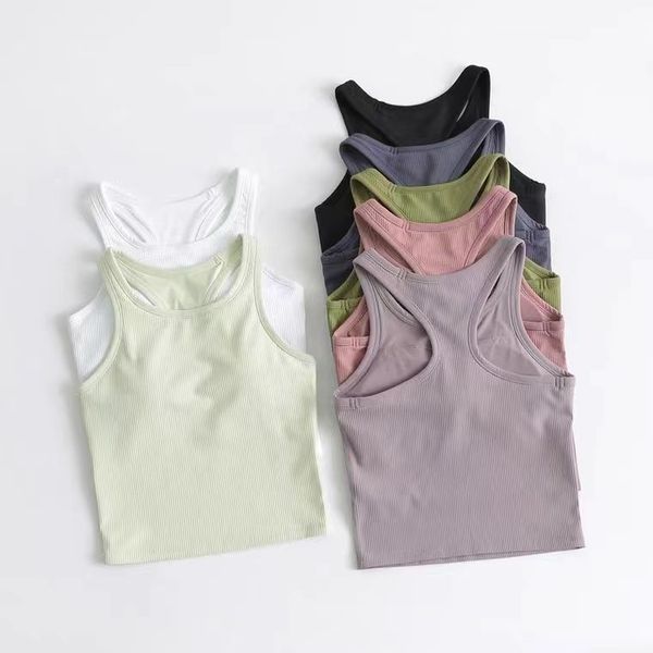

lulus align designer tank slim fit sleeveless yoga outfits shirt brushed women workout sports with padded bra vest, Gray