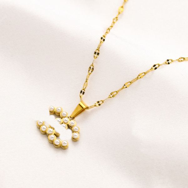 

fashion classic style designer letter necklaces brand letter pearl pendant chains necklaces jewelry accessory wedding gifts, Silver