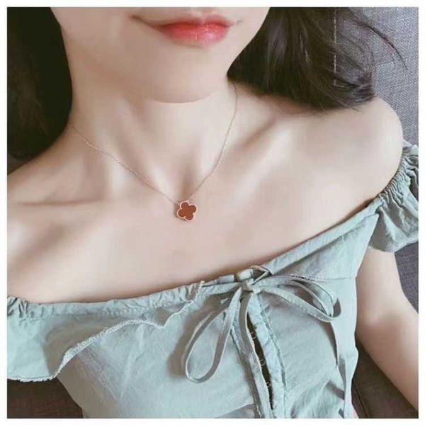 

van clover necklace designer four leaf chain grass s925 rose gold versatile collar chain colorless double sided for mother and girlfriend bi, Silver