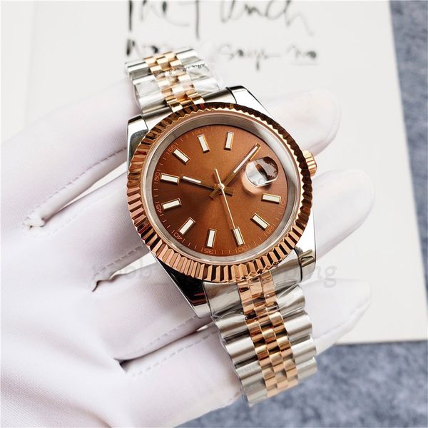 

couple diamonds watch 41/36mm automatic 31mm/28mm quartz watches with box sapphire waterproof wristwatches mens luxury watch round stainless, Slivery;brown
