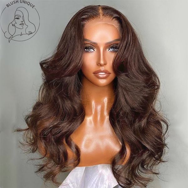 

chocolate brown lace front wigs 13x4 body wave synthetic glueless heat resistant fiber hair brown wave lace front wigs for women, Black