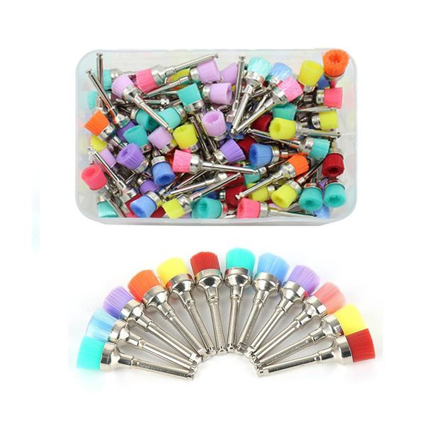 

100pcs/box dental nylon polishing brush latch flat prophy cup brush polisher colorful dental lab tool