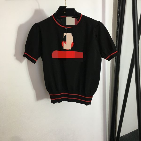 

312 2023 spring brand same style sweater short sleeve black white crew neck pullover fashion womens clothes womens meiyi20231857, White;black