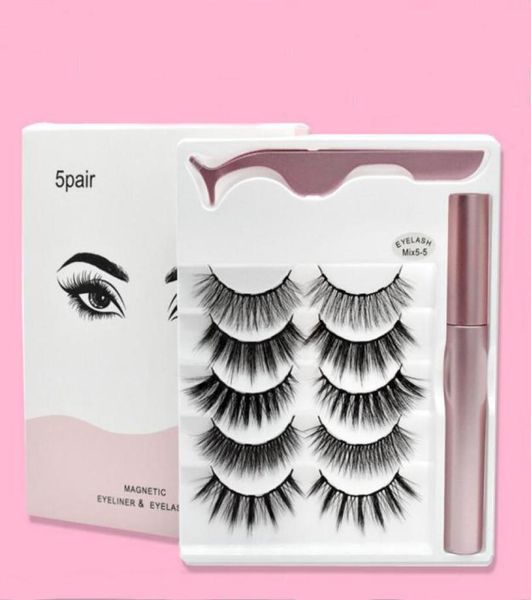 

new magnetic liquid eyeliner magnetic false eyelashes tweezer set 5 magnet false eyelashes set glue make up tools 4 pairs eyelas8376187
