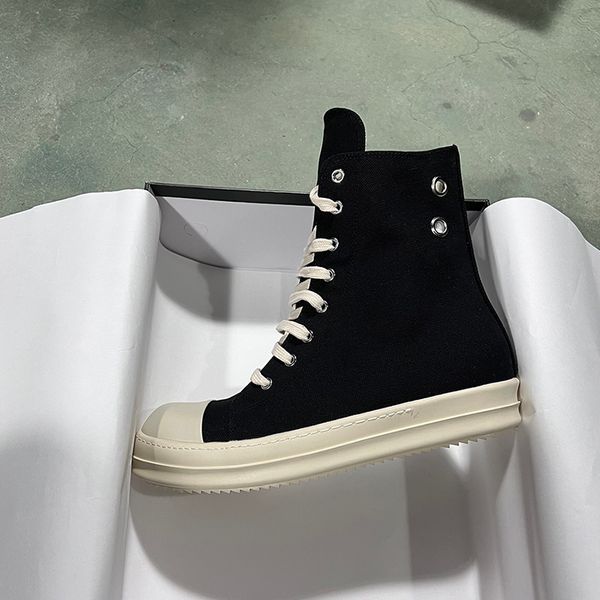 

shoes round owens men high canvas lace up black zip denim dark shadow luxury designer women ro thick sole street sneakers ankle boots