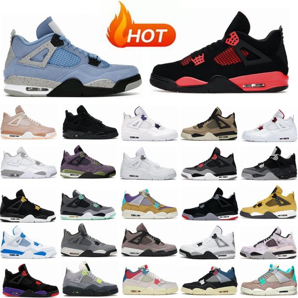 

2023 jumpman 4 4s basketball shoes university blue tech white sail white cement pure money red thunder pony hair guava ice sneakers women tr