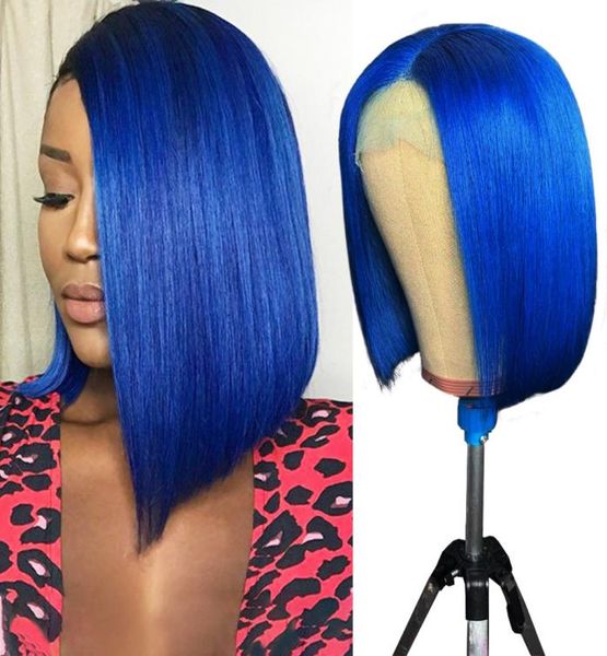 

straight short bob wigs 99j blue 613 blonde 13x4 lace front human hair wig pink green straight ombre wigs4681317, Black;brown