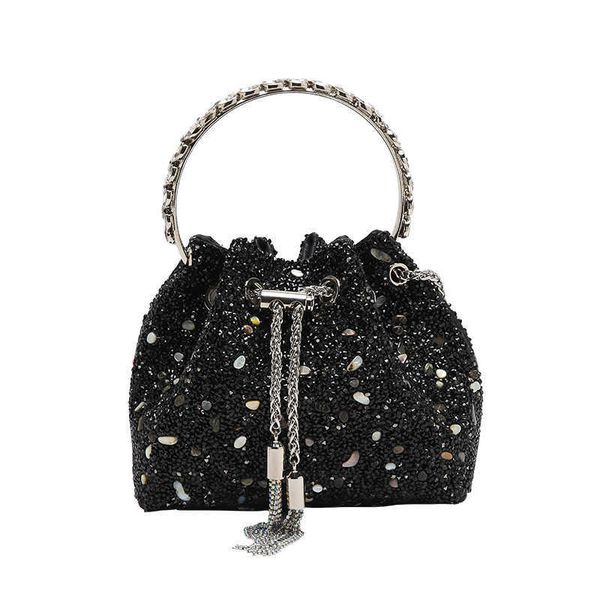 

meteorite starry sky shiny bag shiny bucket bag 2022 new tassel portable chain bag crossbody 230401