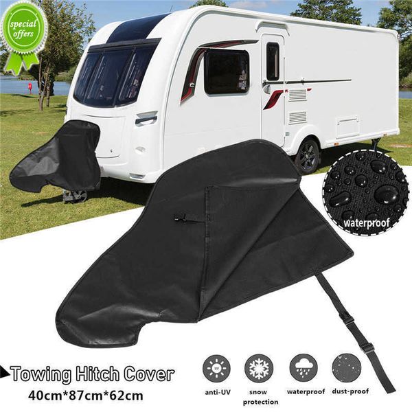 

new 87x62x40cm caravan towing hitch cover rain snow dust dustproof universal waterproof protector buckle strap cover for rv tailer