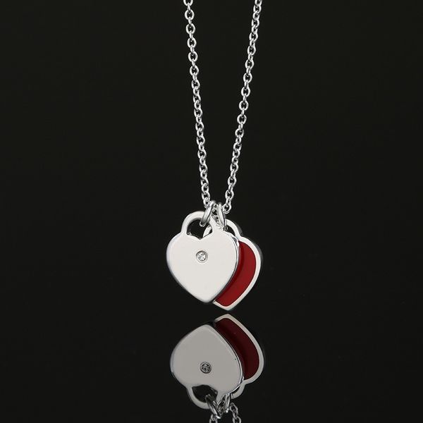 

designer 2 heart necklace classic tiff heart necklace womens sterling silver couple pendants enamel blue love mini t tags jewelry valentines