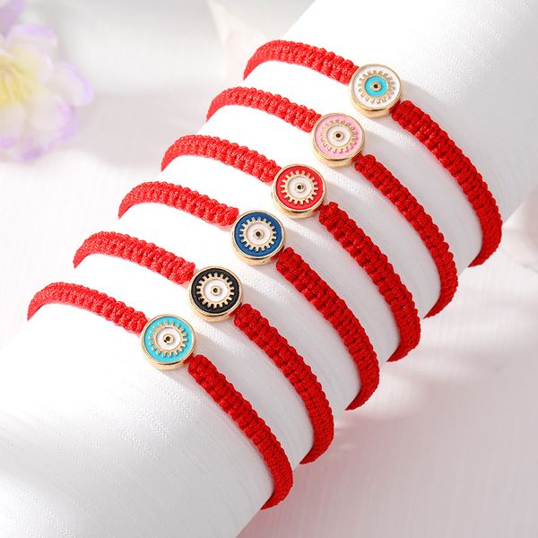 

evil eye eyelash bracelet women handmade adjustable woven red rope chain lucky eyes beads strap bracelets girl party jewelry gift couple, Golden;silver