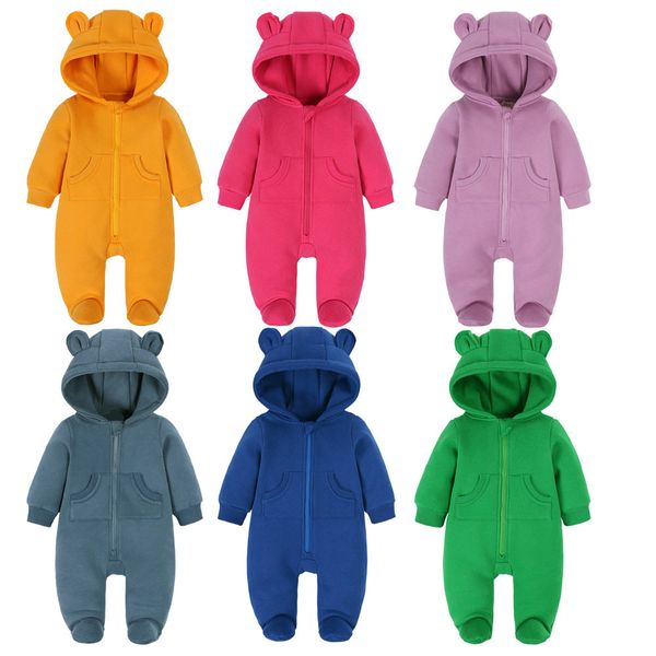 

Thickened Onesie Baby Clothes Newborn Baby Pajamas Fall and Winter 2023 New Animal Styling Feet Crawling Clothes, Grass green