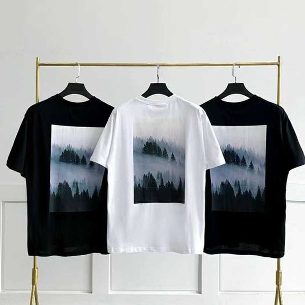 

men's t-shirts high-quality designer fog short sleeve t-shirt fashion picture misty forest pure cotton loose tees s-5xlyb2jyb2j, White;black