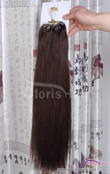 

new arrival dark brown 4 easy loops mirco rings beads tipped human hair extensions indian remy straight 100s 05gs full head vol6367860, Black