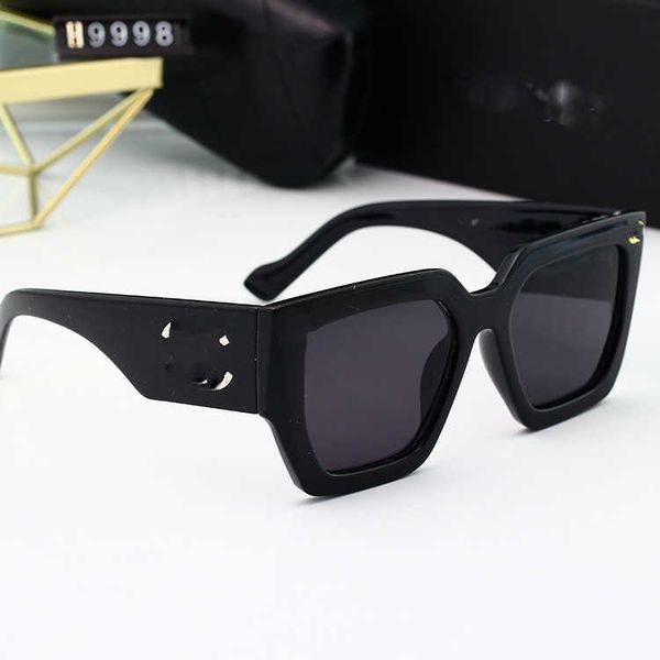 

new advanced fashion simple large frame sun protection sunglasses women's small fragrance glasses, White;black