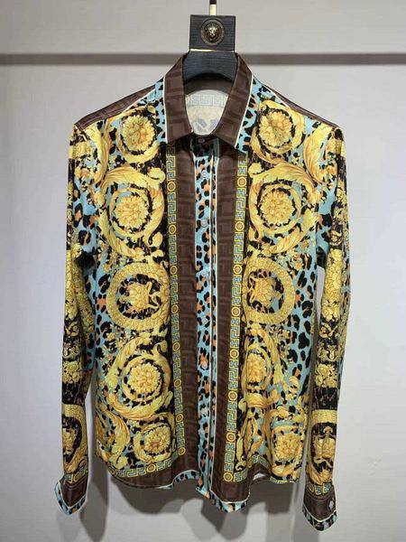 

hip hop long sleeved casual shirts mens silk shirt vers designer shirt button jacket hawaiian medusa printed thin jacket men women cardigan, White;black