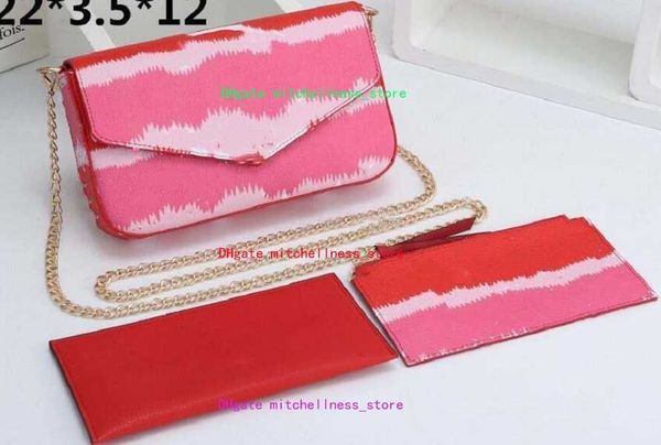 

2021 luxurys designer handbag fashion women purse chain bag three-piece flower ladies pvc leather classic wallet card